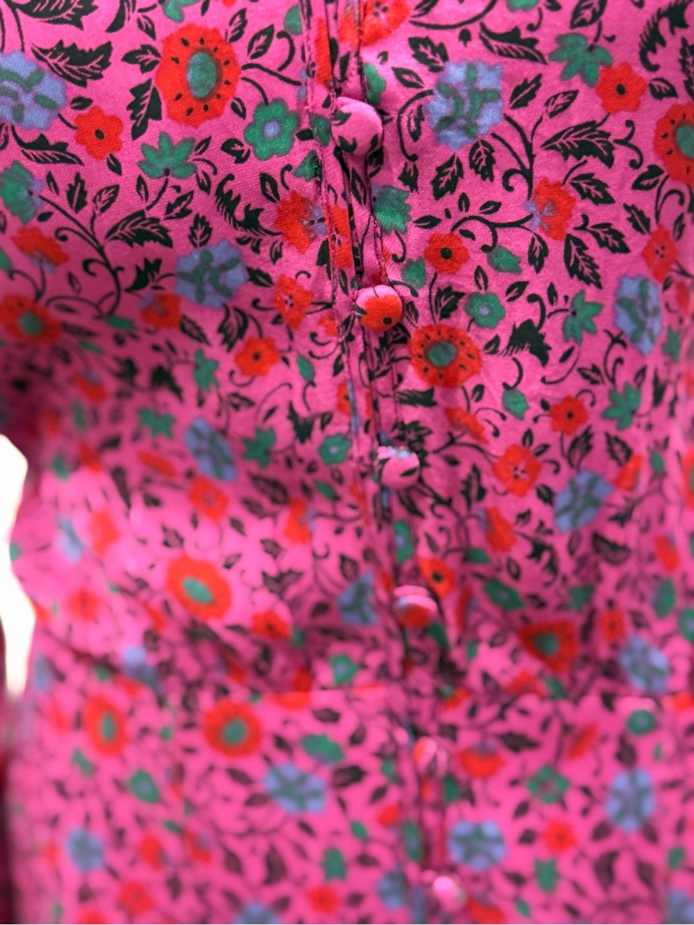 Veronica Beard Pink Floral V-Neck Long-Sleeve Midi Dress - Picture 6 of 16